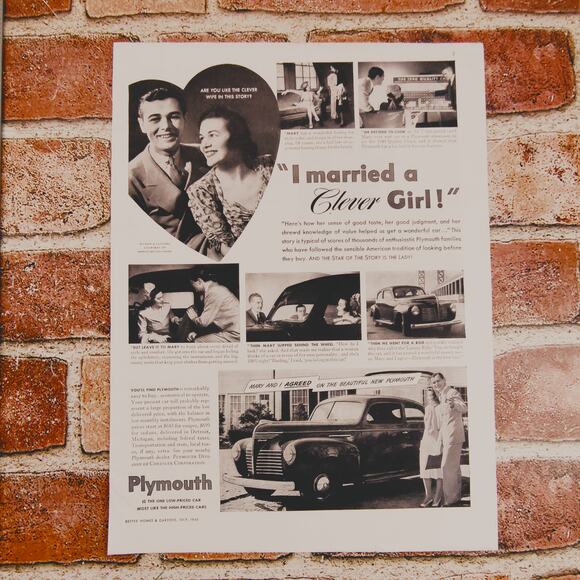 1940 Vintage Plymouth Print Ad "I Married a Clever Girl" Classic Car Advertising - Picture 11 of 11